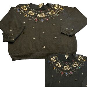 90s Vintage Sequin and Gem Embellished Christmas Holiday Sweater